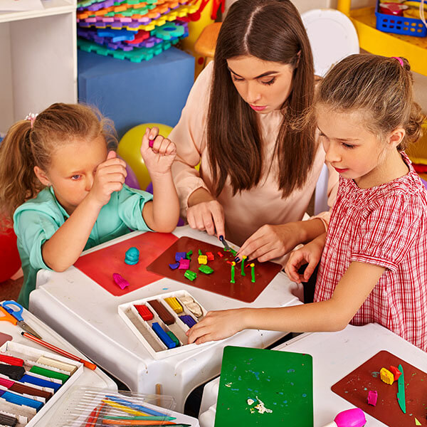 School-age children learning and playing
